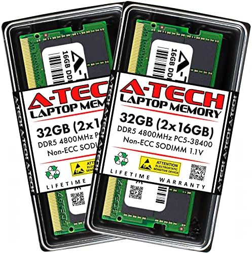 A-Tech 32 GB комплет RAM меморија компатибилен за ASUS TUF Gaming F17 FX707ZM Gaming Laptop | DDR5 4800MHz PC5-38400 SODIMM 1.1V 262-PIN
