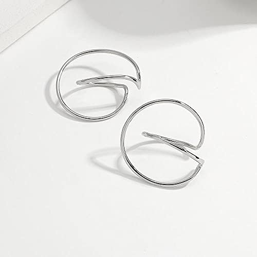 Зборо златни сребрени обетки во боја без пирсинг геометриски неправилни уши манжетни минималистички обетки за жени едноставен накит - сребрена