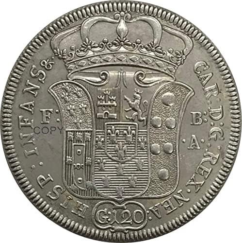 1735 Италијански 120 Грана - Карло I Купроникел Позлатени Сребрени Колекционерски Предмети