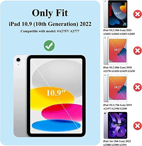 Случај за деца на Ававо за iPad 10 -та генерација 10,9 инчи 2022, траен шок -изобилен лесен рачки штанд 10.9 iPad 10 -та генерација 2022