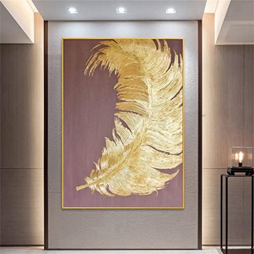 Yxbdn рачно насликано апстрактно сликарство со злато лисја на платно убавина боја апстрактно сликарство со златно дрво масло
