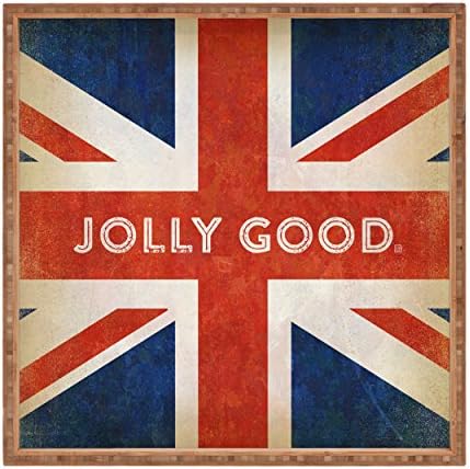 Негира Дизајни Андерсон Дизајн Група Весело Добро Британско Знаме Внатрешен/Надворешен Квадратен Послужавник, 16 х 16
