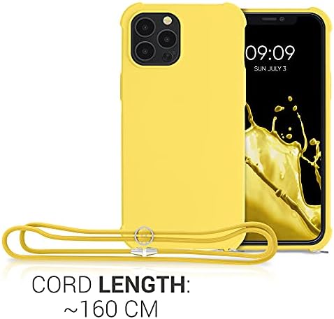 Cwmobile Crossbody Case компатибилен со Apple iPhone 12 Pro Max Case - TPU силиконски капак со каиш - светло жолта боја