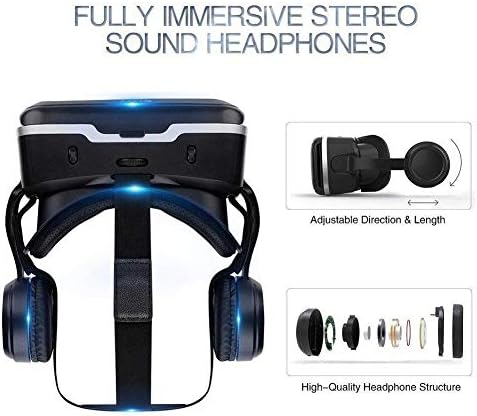 XGVRYG 3d VR Очила, VR Слушалки, 108°FOV, HD Слушалки За Виртуелна Реалност Со Заштита На Очите, Со Далечински Управувач и Gamepad