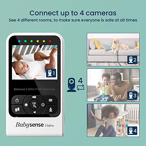 Нов Видео Монитор За Бебиња со Камера И Аудио, Испорачан Со Две Камери, Долг Дострел, Собна Температура, Инфрацрвено Ноќно Гледање,