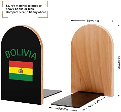 Знаме На Боливија Декоративна Книга Завршува Дрвени Не-Лизгачки Книги Држачи За Полици За Биро