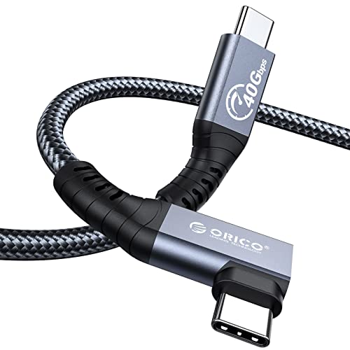 Орико кабел компатибилен со Thunderbolt 4 десен агол 6.56ft, 40gbps USB C до USB C кабел, 100W полнење/снимање 8K@60Hz Компејт со MacBooks