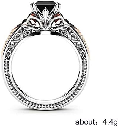 Плоштад Црна кубна цирконија годишнина ветува прстен за жени гроздобер 925 сребрен црн скапоцен камен прстен коктел