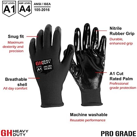 GH тешки нитрил за еднократна употреба на ракавици, сите работи нараквици со цел отпорна на дланка