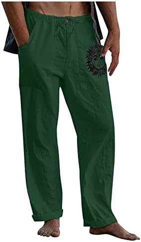 Mensогер џогер џемпери, обични лабави и удобни обични панталони памучни постелнини печатени панталони за влечење