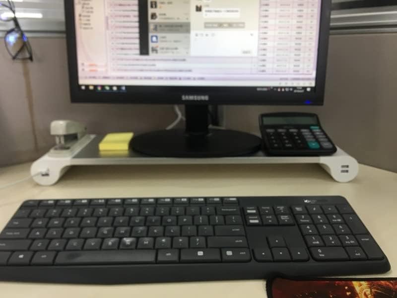 Метал компјутерски екран на екранот со 4 полнење USB тастатура за тастатура табела за монитор за монитор за монитор за десктоп