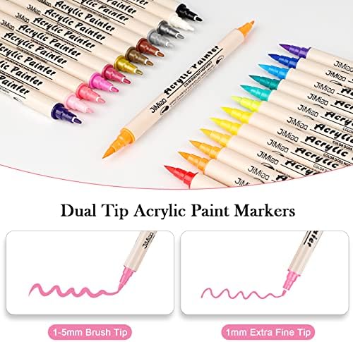 Колпарт 36 парчиња двојни врвови со акрилна боја пенкала маркери за боја