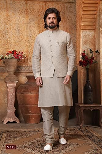 Индиски Дизајнер Кралски Фестивал Свадбена Облека Традиционална Етничка Курта Пижама Со Нехру Јакна За Мажи