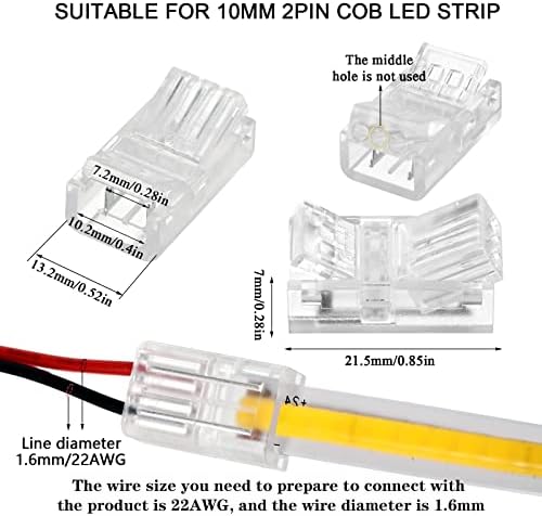 COB LED Лента До Жица Конектор 20 Парчиња Водоотпорен LED Адаптер Конектори Транспарентен Лемење LED Лента Конектори За Лента Светлина