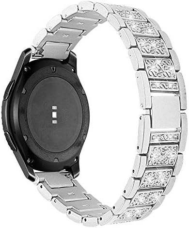 WatchBand за Samsung Galaxy Watch 3 45mm, MVRYCE 22 mm метал замена лента од не'рѓосувачки челик прилагодливи ленти Rhinestones компатибилни за Samsung Galaxy Watch 3 45mm/Galaxy Watch 46mm/Gear S3 граница/класичен