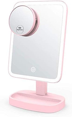 HTLLT убавина шминка огледало Vanity Mirror со Lightsmagnification HD Migrup Mirror ° Rotation Protable Dimmer Switch Tabletop огледала за девојчиња за женски биро додатоци