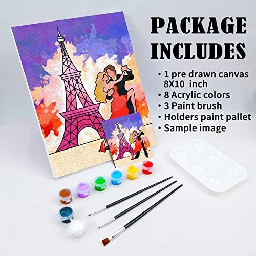 8x10 платно за бои за забави за забави пред нацртано прегледи на платно за боја и голтка за возрасни за возрасни DIY датуми за ноќни активности