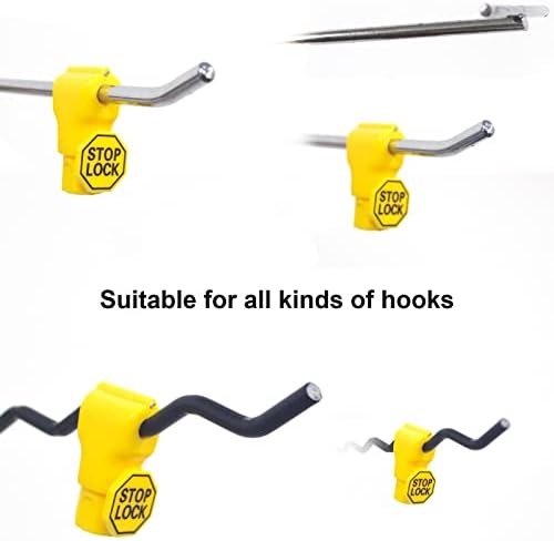 Betertek Peg Hook Locks 200 Пакет жолти анти-кражба на кука стоп-стоп-заклучување на таблата за заклучување на куката за заклучување