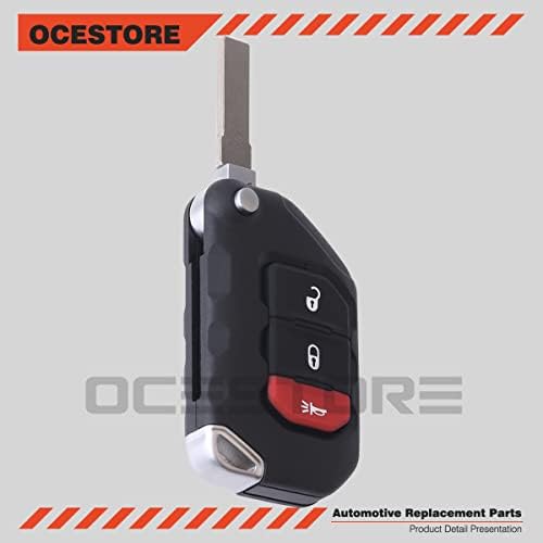 Замена на клуч за влез на клуч за автомобили во Ocestore, далечински управувач со 3 копчиња Заменска замена компатибилен со Wrangler