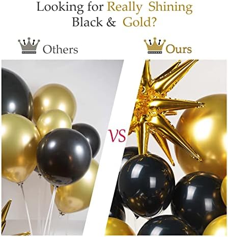 Златни и црни балони Комплет За Лакови Од Венец 133 ПАРЧИЊА Со Балони Од Активна Фолија за 2023 Година Дипломирање Годишнина од Свадбата