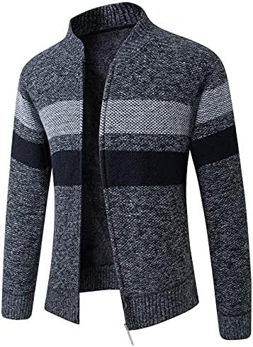 Beuu Mens Cardigan, машки отворен предниот дел од кардиган џемпер целосна патент на зашивање во боја плетена џемпер јакна зимски палта