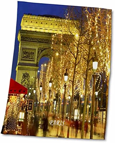 3drose Arc de Triomphe Paris Nite на време за време на празникот, 15 x 22, бело