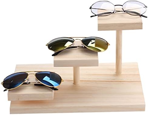CZDYUF 3-слоеви на очила со цврсто дрво за очила за очила за сонце, решетки за накит за отпадоци за приказ на полици за сместување