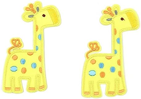 10 парчиња жолти жирафи закрпи железо на налепници за животни облека ранец палто ткаенини аплики за шиење значки за шиење декори