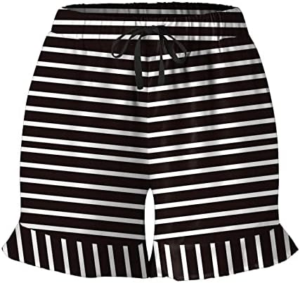 Шорцеви за жени со џебови летни плажа шарени печати проточни шорцеви случајни панталони за велосипеди со џебови со џебови