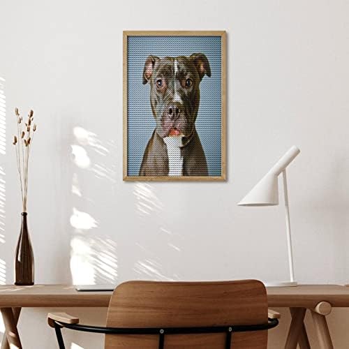 Комплети за сликање со дијаманти за кучиња Пит Бул за возрасни околу целосна вежба 5Д DIY по број за декор на домови 8 x12