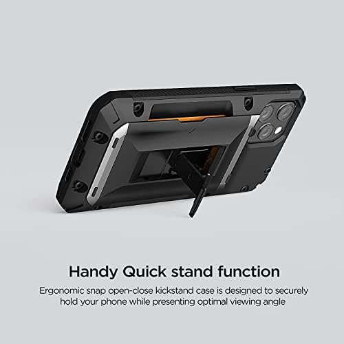 VRS ДИЗАЈН Damda Glide Хибрид Компатибилен за Iphone 12 Pro Max Случај, со [4 Картички] Цврст [Полуавтоматски] Држач За Кредитни Картички Слот
