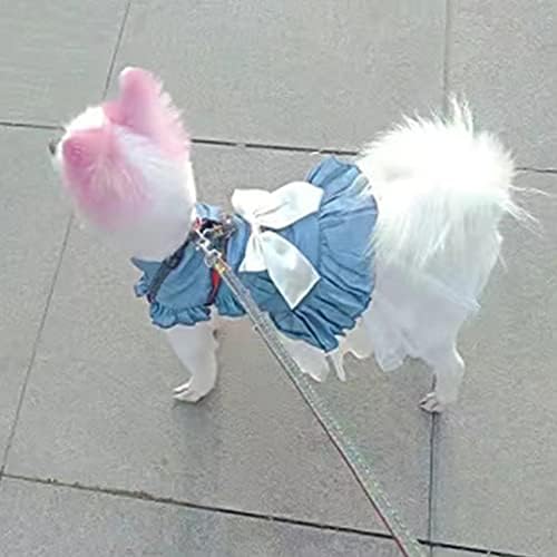 Аниак кучиња тексас фустан со симпатично кутре со лак-јазол роденден принцеза здолниште Облека бела чипка туту облека за мачки и мали средни кучиња