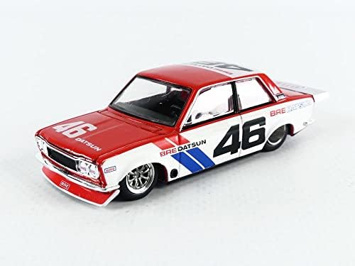 TSM Model Datsun 510 Pro Street Version 2 46 BRE Red and White Kaido House 1/64 Diecast Model Car By True