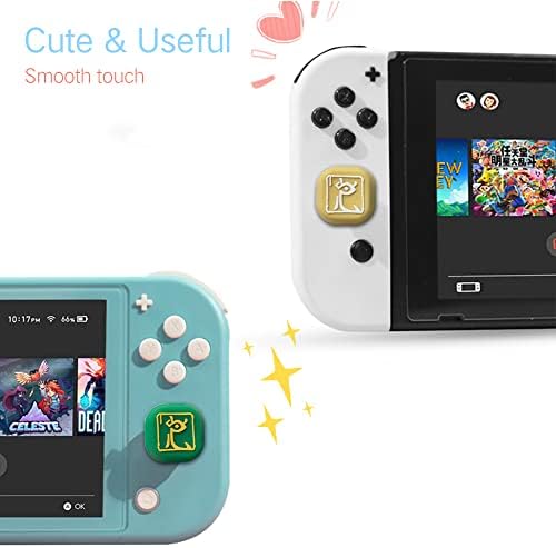 PerfectSight Switch Thumbs grips, слатки капачиња за џојстик со значка за Nintendo Switch Zelda, 4 парчиња покритие за палецот за Switch