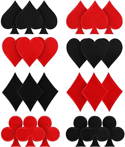 24 компјутери играчки картички за лепење игри железо на закрпи црвено црно срце закрпи железо на картички за картички дијаманти лопати покер покер
