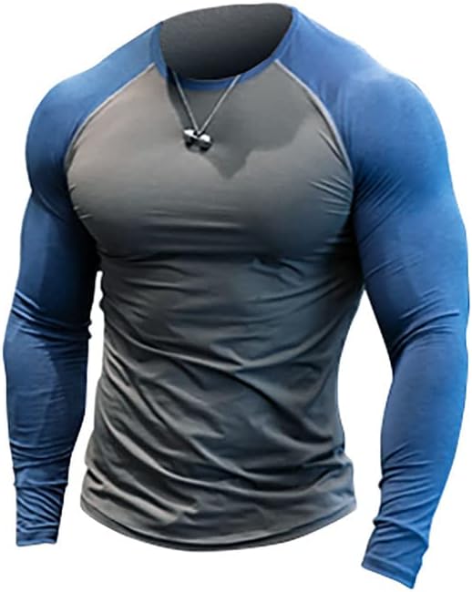 Blackteak Машка активна маица со долги ракави со долги ракави со суво влошување на влага, атлетска теретана тренинг екипаж вратот
