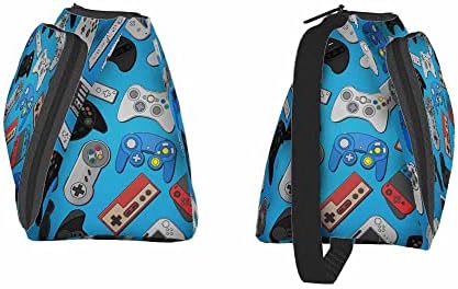 Контролор за видео игри Nicokee Позадина Козметичка торба за жени, компјутерска дигитална сина мала торба за шминка торбичка