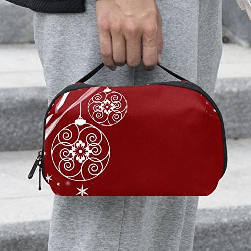 Козметичка Торба За Жени, Симпатични Пространи Водоотпорни Чанти За Шминка Патуваат Црвена Божиќна Топка Тоалетна Торба Организатор Како