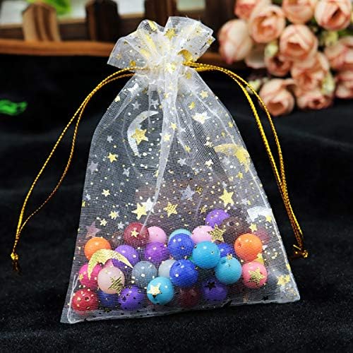 ECYC 50 парчиња органски торби за пакувања за пакувања со подароци месечина starвезда stringвезда прицврстувач за накит торбичка за бонбони торба