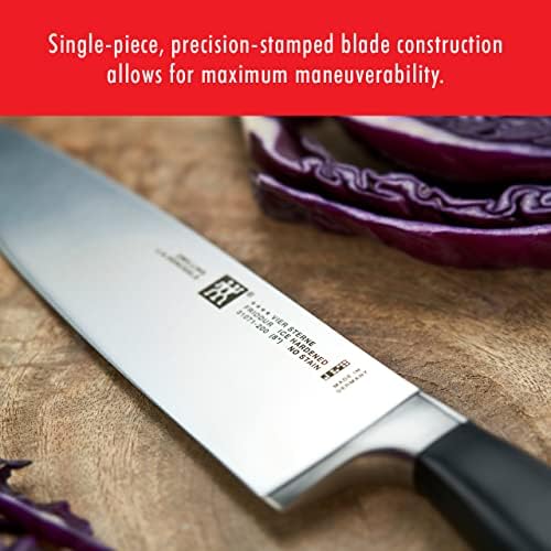 Зилинг Гурмански нож од 8-инчен готвач, кујнски нож, црн, не'рѓосувачки челик