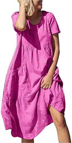 Летен фустан женски фустани со краток ракав датира плажа обичен лабав фустан краток случајн фустан за жени
