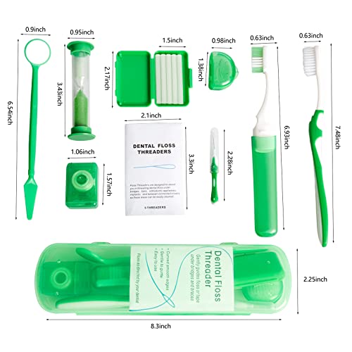 СМИЛСУ 2 x Преносен ортодонтски комплет за орална нега, комплет за патувања за пациенти, чистење на четка за заби за восок од восок за четкање