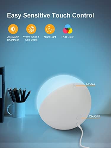 Ламба за допир Easemo за спална соба, RGB боја Промена на мала табела за ламба за затемнување на кревет за деца, LED контрола