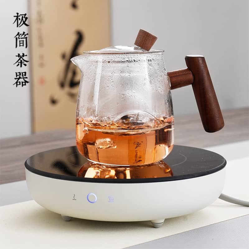 Дрвен стаклен чајник филтер за едно тенџере одвојување чај вода отпорност на висока температура комплет чај од варен цвет кунг фу комплет