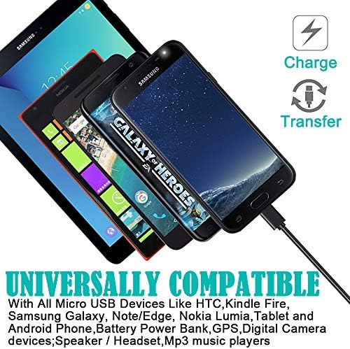Scovee краток микро USB кабел 1FT, 12 инчи Брз Андроид полнач за полначи за паметни телефони, Samsung Galaxy, HTC, Motorola, Nokia, MP3, Tablet,
