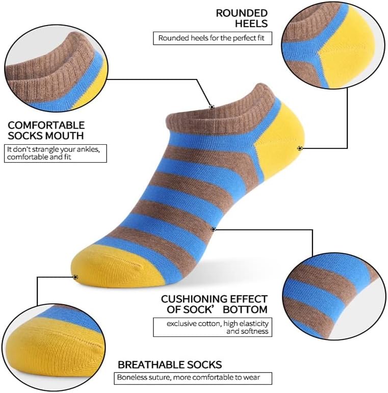N/A 5 пара/многу машки чорапи со голема големина пролетно лето спортско дишење опремени шарени лепенка на глуждот чорапи подароци