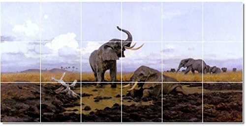 Керамички плочки Мурал-Вилхелм Кјунерт животни Сликање 69. 25,5 W x 12.75 H 4.25x4.25 Плочки