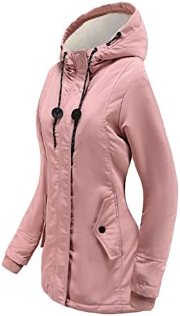 Ndvyxx Роденденски подароци за жени моден рог копче руно задебелен палто со аспиратор зимска топла јакна со џебови плус големина