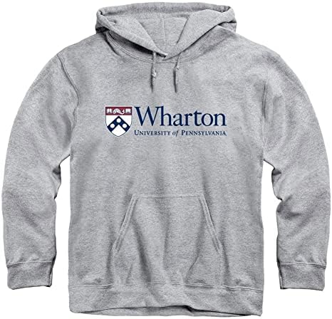 Универзитетот Ивиспорт на Универзитетот во Пенсилванија памучна кошула со качулка со предниот џеб со официјално лого на Вартон,