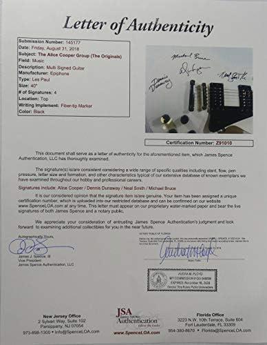 Потпишан Алис Купер Група Автограм Лес Пол Гитара Оригиналниот Jsa Loa Z91010